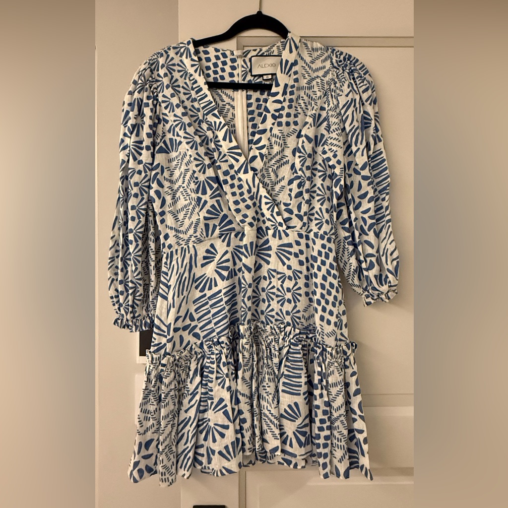 Alexis Blue And White Geometric Blouse